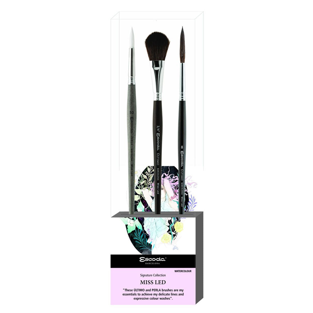Escoda Signature Series Artist Watercolor Brush Set, CONRAD ROSET 3 Fine  Artist Paint Brushes, BARROCO Size