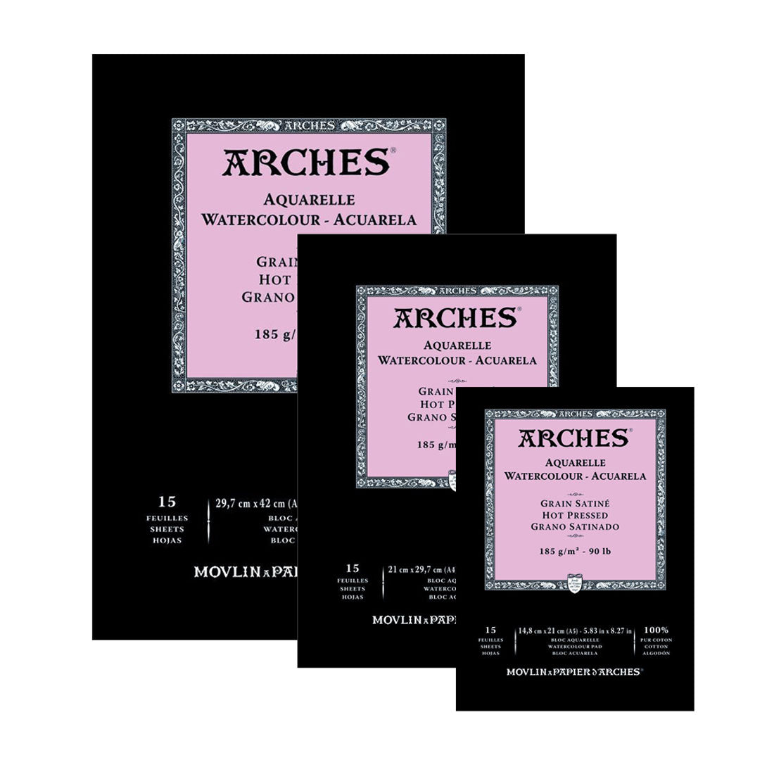 Arches Watercolor Paper Block, Cold Press, 100% Cotton Fibres, 20 Sheets  300/185gsm Aquarelle 100 Cotton Drawing Paper Book